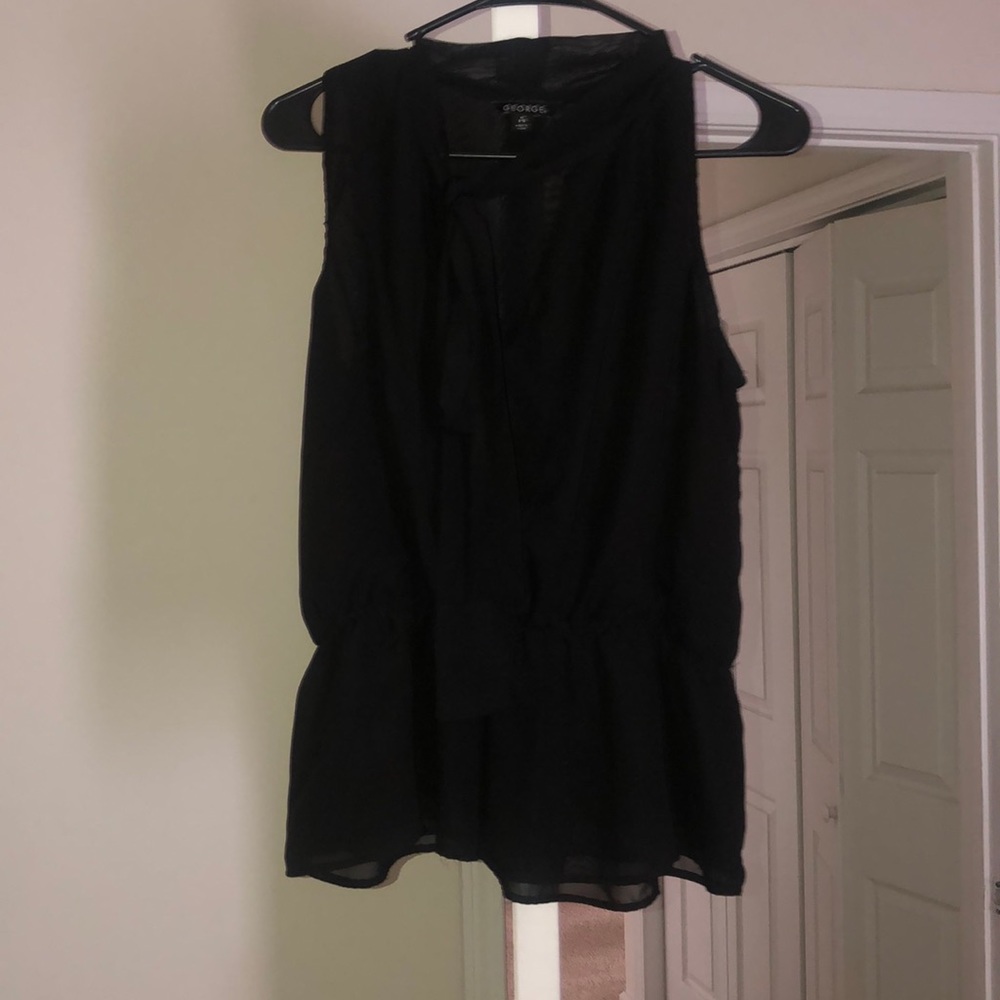 Black bow tie blouse